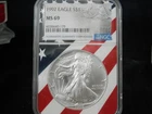 1992 Silver American Eagle NGC MS69 Flag Core Label