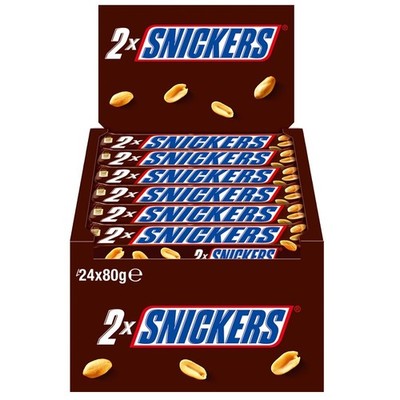 (12,33 /1kg) Snickers 2 Pack, Riegel, Schokolade, 24 Riegel