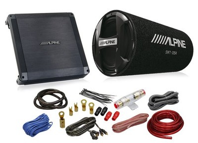 Alpine BBX-T600 Amplifier SWT-12S4 12'' Bass Tube AKIT4 4 Gauge AMP Kit