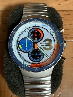 希少モデルBenetton クロノグラフ ユナイテッドカラーズ腕時計1990 Benetton Chronograph Men's Watch 1990s - Pre-owned with Battery