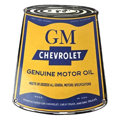 Vintage Chevrolet Sign - General Motors Oil Can Gas Pump Porcelain Sign