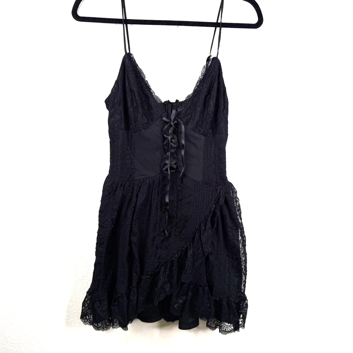 black lace top under dress BLACK SHEER LACE SILK DRESS WITH CUT-OUT TOP | CULT MIA main image 0