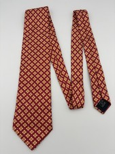 Burberry London Mens Neck Tie Red Floral Geometric Silk Made in Italy Designer