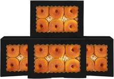 50Pcs Black Cookie Box with Window 9x6x2.5 inch Pastry Macaron Bakery Box For...