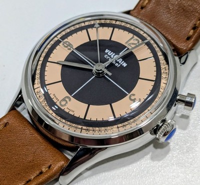 Vulcain Cricket The Rake Style Moderne 39mm Mens Watch Salmon  100168A43.BAC207