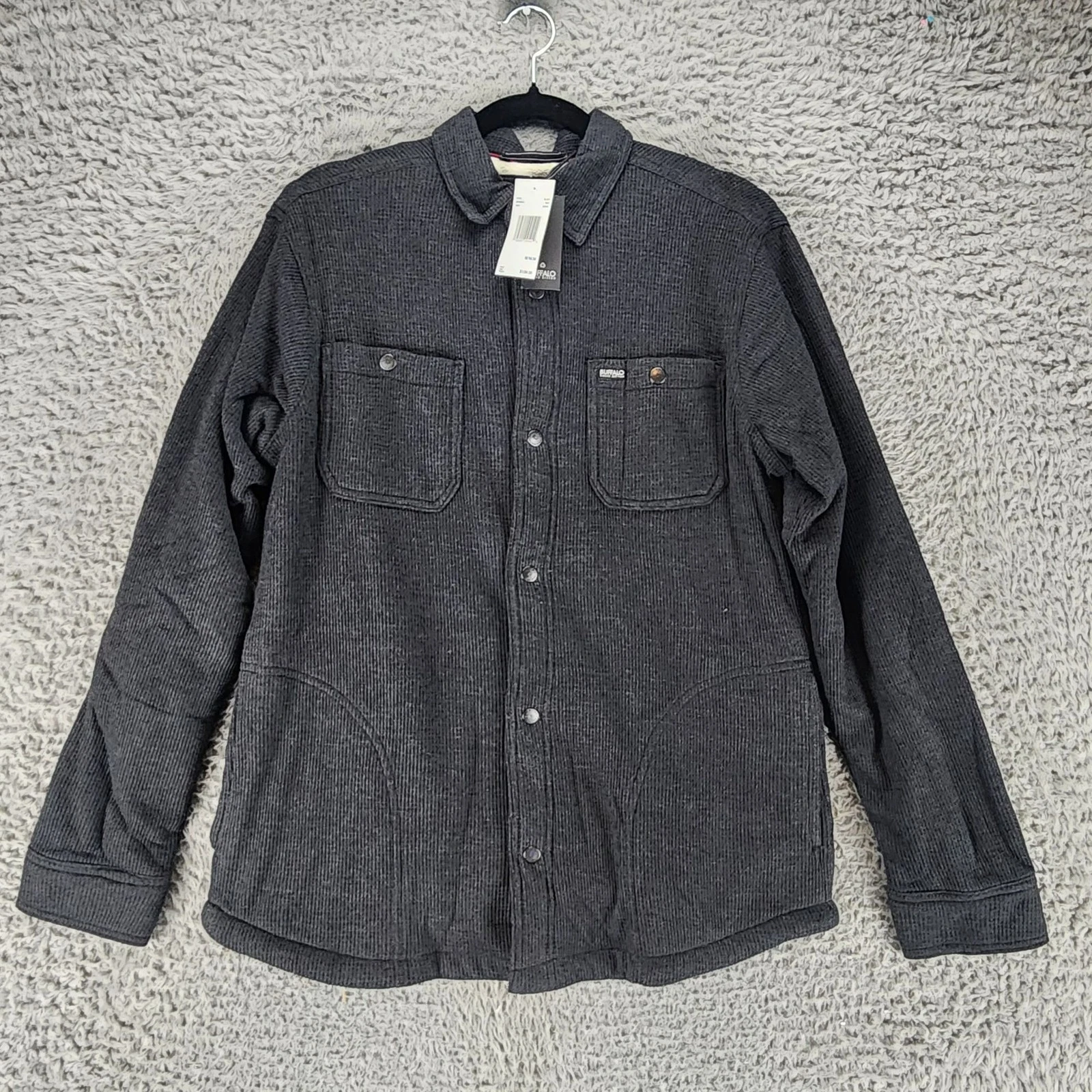 Buffalo David Bitton Jacket Mens Medium Steel Gray Sherpa Lined Shacket *NWT* - product detail image 1