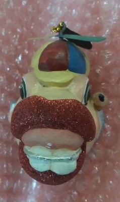 Katherine s Collection Green Glitter Kissing Fish Ornament With Propeller Hat