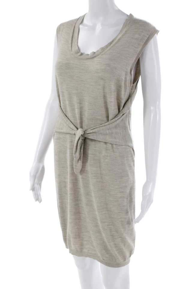 Vestido suéter 3.1 Phillip Lim para mujer sin mangas con cinturón beige talla pequeña Foto 2 de 4