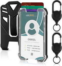 2 Pack Hard Plastic ID Badge Holder Retractable Lanyard  Heavy Duty Badge Holde