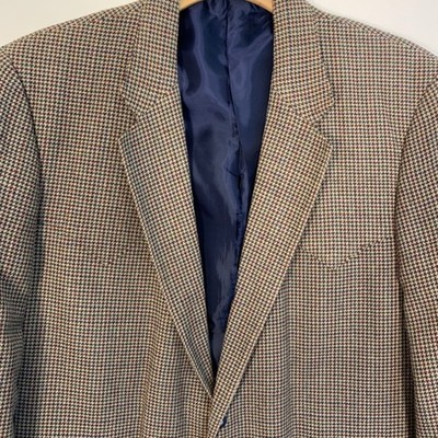 Vintage Circle S Mens 48L Houndstooth 100% Silk Western Blazer Sport Coat