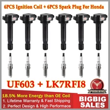 6Pack Spark Plug and Ignition Coil Bobina for Honda Accord Odyssey 3.5L V6 UF603