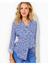 Lilly Pulitzer Womens Sea View Linen Button D...