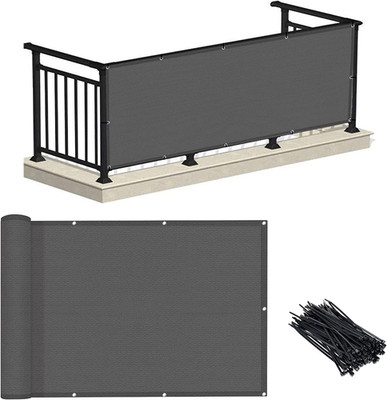 LOVE STORY 3'X10' Dark Grey Balcony Privacy Screen Fence Cover (HDPE) UV 