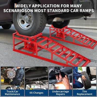 2PCS Hydraulic Car Ramps 5 Ton 11000 LBS Jack Ramps Low Profile Car Lift Service