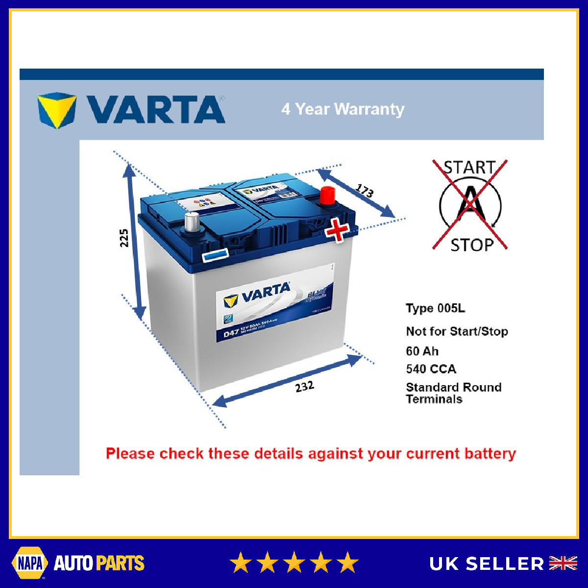 Battery fits HONDA PRELUDE STEPWGN SHUTTLE SMX ACCORD NSX ODYSSEY 005L