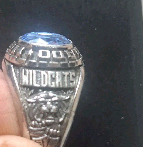 Silver Class Ring With Topaz Stone - image 7