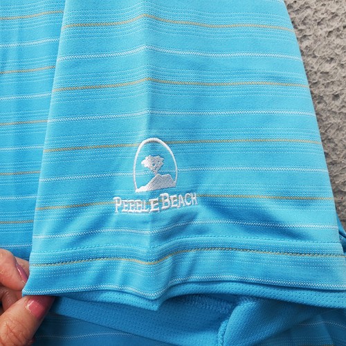 Pebble Beach Golf Performance Polo Shirt Mens 2XL Multi Striped Dry Luxe Stretch - 第 5/9 張圖片