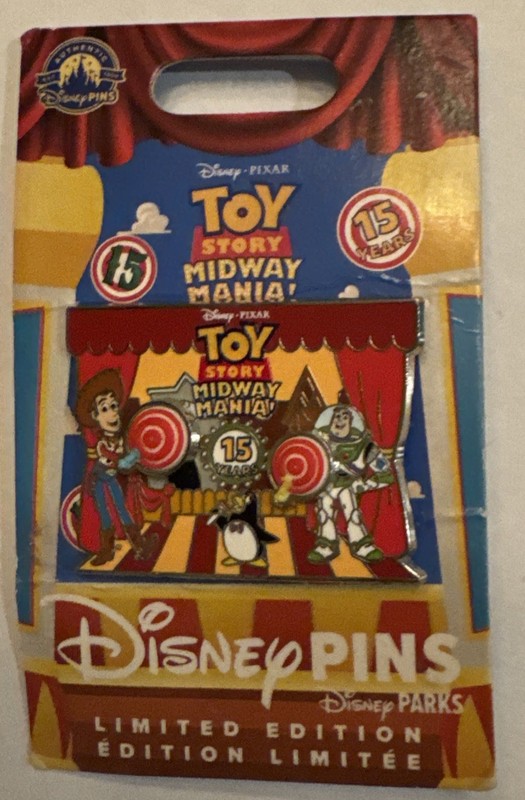 Disney Woody Buzz Lightyear Wheezy Toy Story Midway Mania - 15th Anniversary pin
