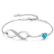 CDE Infinity Heart Birthstone Charm Link 7.09inches, Sterling Silver-12-Dec.