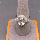Vintage Oval CZ Clear And Blue Topaz Accent Silver Tone Ring Size 8.75