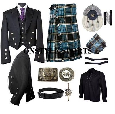 Men s Full Highland Dress 12 PC Kilt Outfit in Anderson Tartan or Custom Tartan