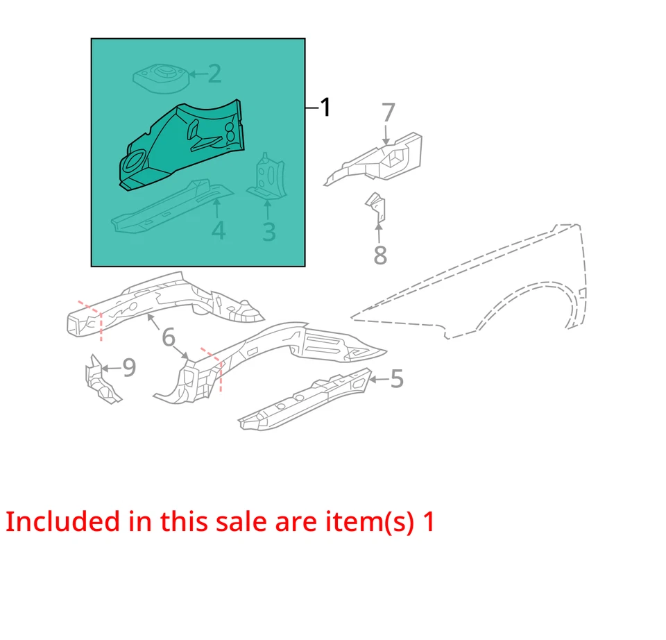 1998-2005 BUICK CADILLAC PARK AVENUE SEVILLE PANEL KIT FRT W/H RH 12480760 NEW - Image 2 of 3