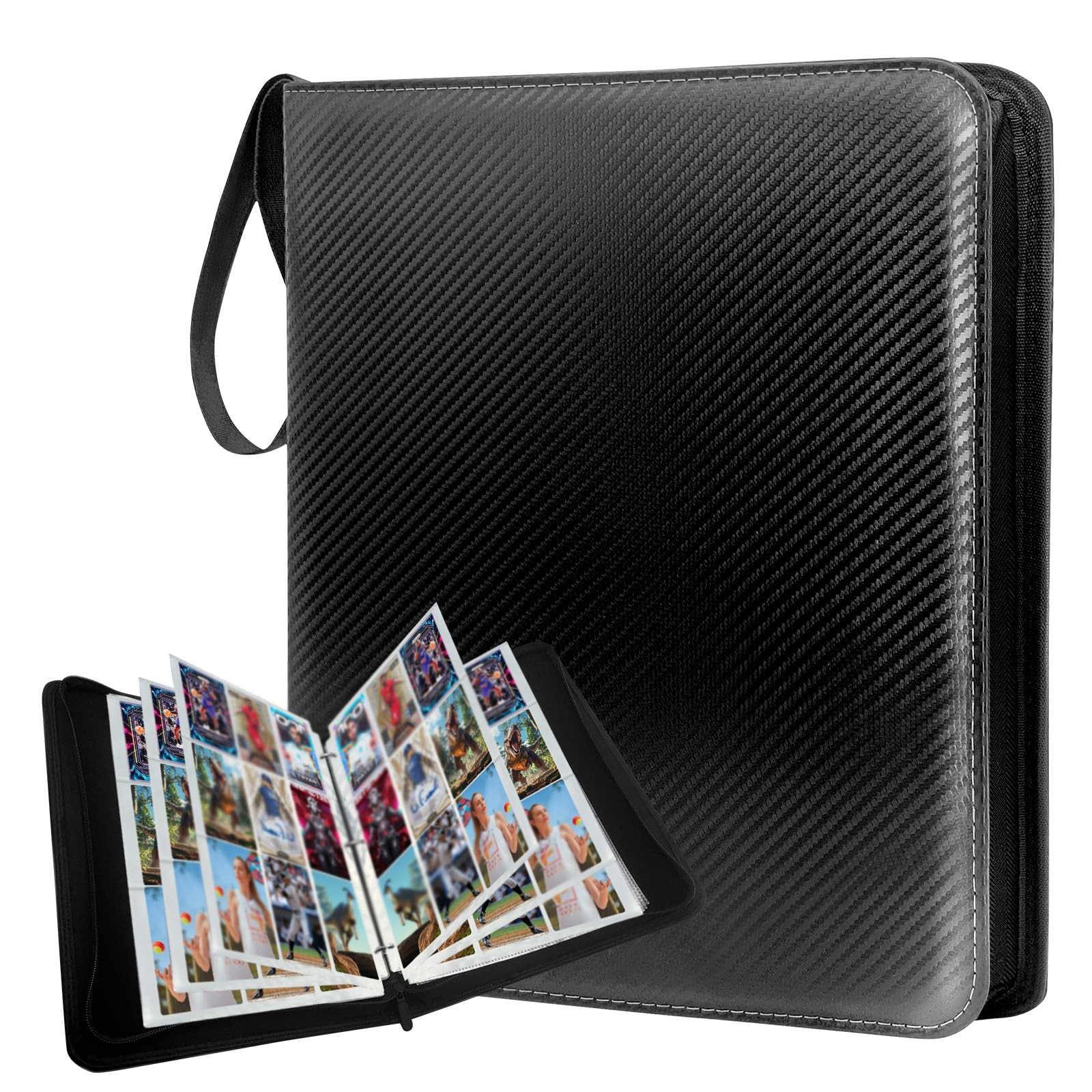 9 Pocket Trading Card Binder for 360 Cards, Zipper Binder, Double-sided Pocke...