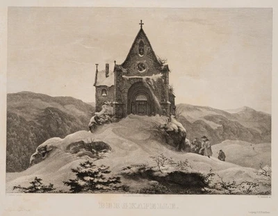 WITTHÖFT (*1816) nach OEHME (*1797), Bergkapelle im Winter, Sst. Romantik - Bild 1 von 4