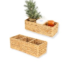 3-Section Wicker Basket for Shelves, Water Hyacinth Basket, Organizer, Basket...