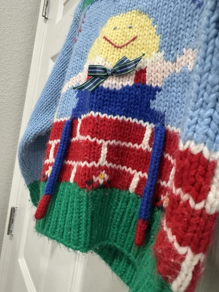 Suéter Vintage Niños Novedad Humpty Dumpty Tejido Cuello Redondo Divertido Lindo Foto 3 de 4