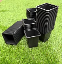 7cm STRONGER plant pots 100 deep tall black plastic flower seedling square pots