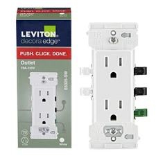 Decora Edge White Electrical Outlet with Fast Lever Terminals for Easy Wiring