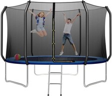 10 FT Trampoline for Kids, Outdoor Trampoline with Safe Enclosure Net and Waterp