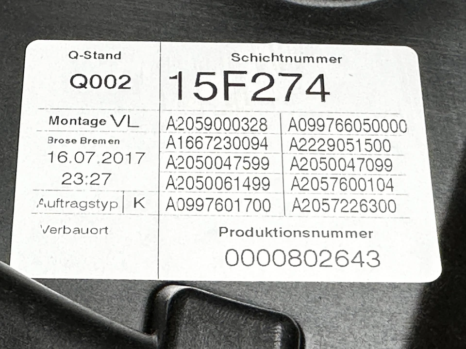 MERCEDES C CLASS W205 ESTATE FRONT WINDOW MOTOR REGULATOR PASSENGER LEFT 2014-18 - Image 3 of 4