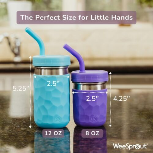 Set of 4 Kids Stainless Steel Tumblers with Silicone Straws - Dishwasher Safe - Picture 6 of 8