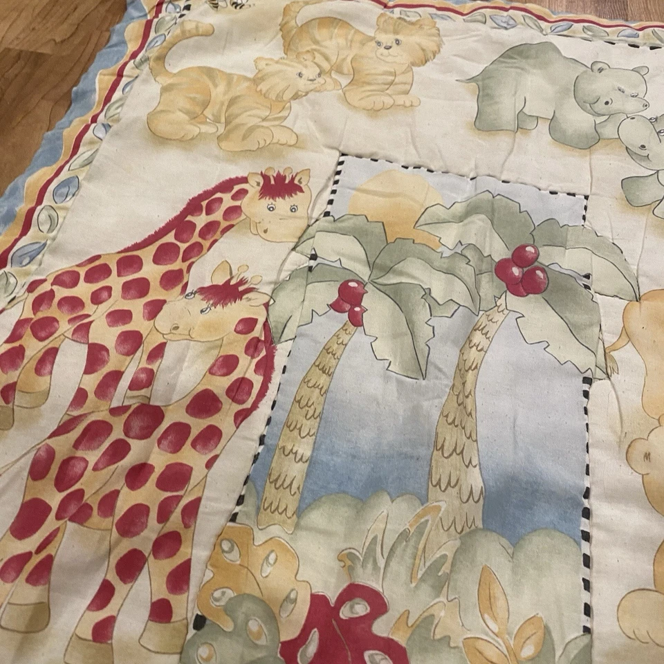 Manta bebé selva vintage cuna edredón safari animal elefante jirafa cebra león Foto 4 de 4