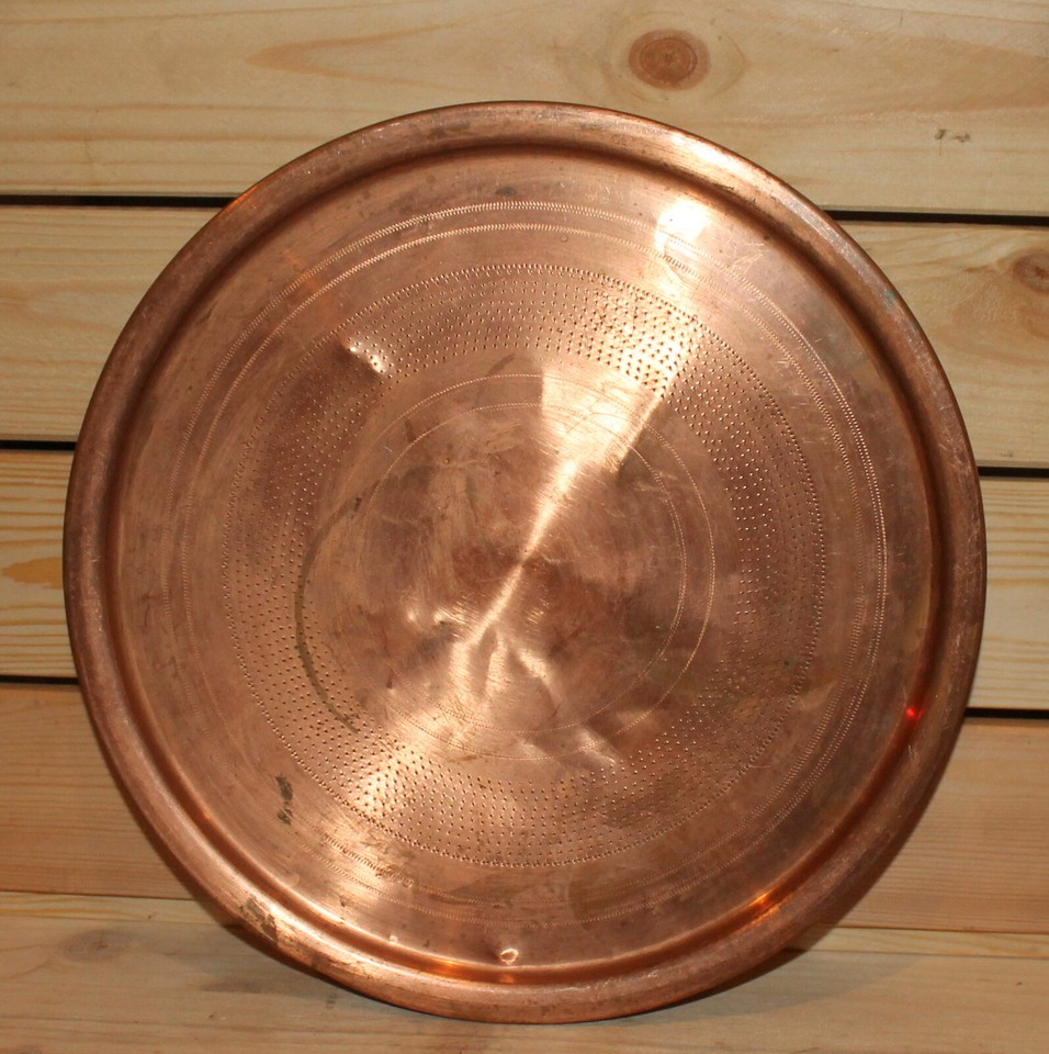Vintage hand made copper round serving tray eBay