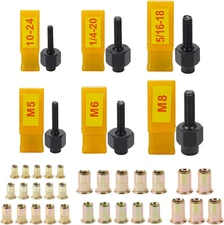 HIFESON Hand Rivet Nut Tool, Rivnut Tool - Metric & SAE with 30Pcs Steel Rivet N