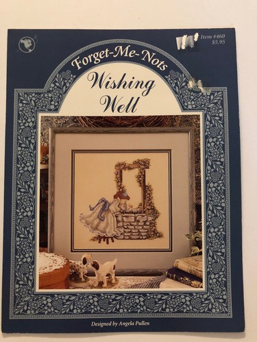 Forget-Me-Nots WISHING WELL Vintage Cross Stitch Pattern Chart Book - Picture 1 of 2