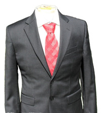 Charles Tyrwhitt Mens Sport Coat Blazer Two Button Gray Twill 110s Wool SLIM 40R