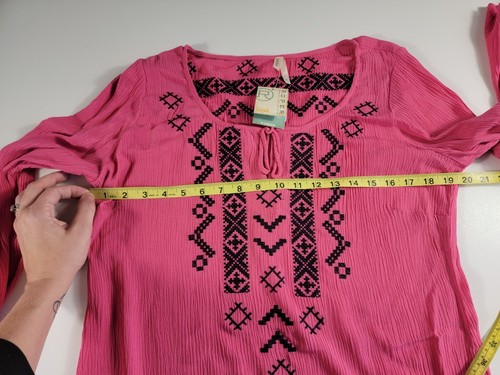 Roper Western Shirt Womens pink smocked lace trim NWT medium M - Picture 9 of 10