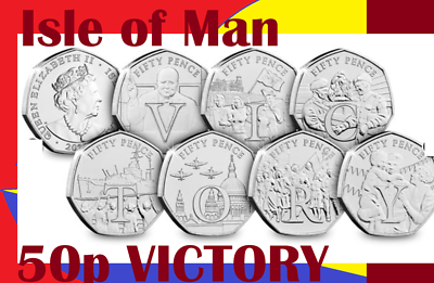 Isle of Man coin 50p pence 2020 UNC WWII Victory V I C T O R Y set