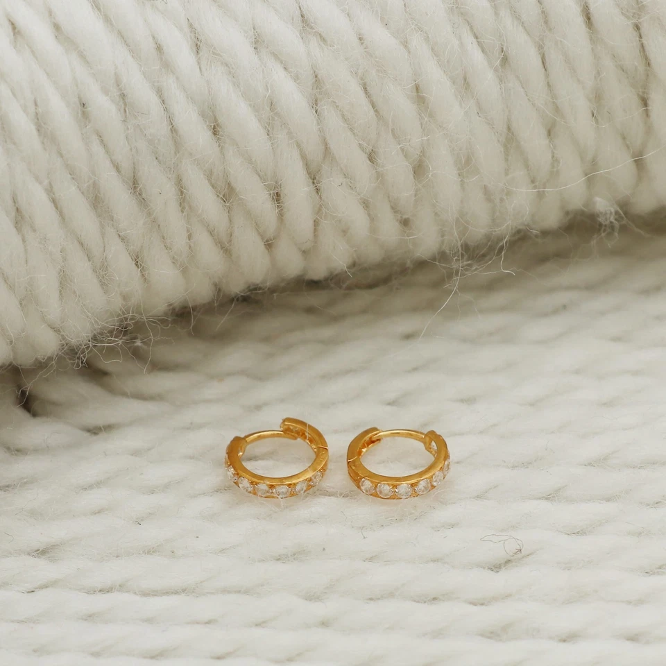 Pendientes de aro de oro amarillo de 18 quilates, pendientes de oro de 18 quilates/18 quilates para mujer o unisex, HH3781 Foto 2 de 3