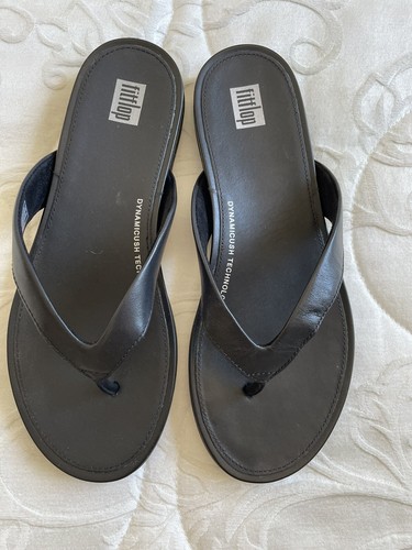 Fitflops Black Leather Toe Post UK Size 5 !WORN ONCE ! | eBay