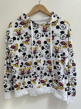 Disney Youth Boys Girls Allover Classic Mickey Mouse Full Zip Hoodie White M 7-9