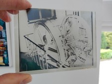 glass slide workman repairing  reciprocating  steam  engine?? 12  x8 cm