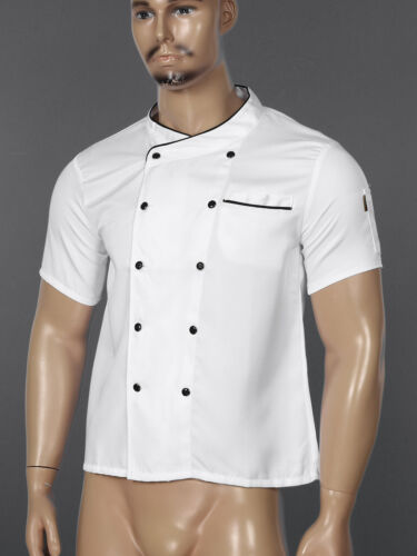 Men Women Chef Jacket Professional Cooking Coat Canteen Hotel Restaurant Work - Picture 15 of 95