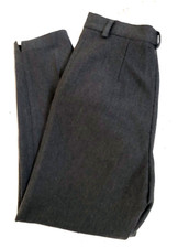 Donna Karan Vintage 80s Wool Charcoal Gray Flat Front Pants zipper pockets 36