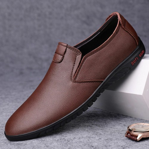 Black Casual Leather Shoes Men Korean 