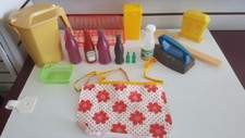 15 Piece Vintage Child's Toy beverages, Iron, Ketchup, Pop Bottles, Apron More